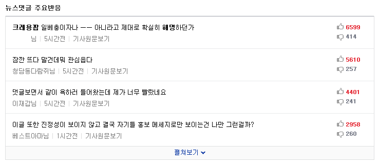추천/반대 최근게시물